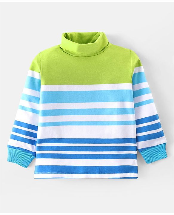 Babyhug Cotton Knit  Full Sleeves Skivi T-Shirt with Striped Print - Multicolor