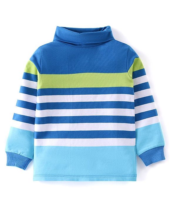 Babyhug Cotton Knit  Full Sleeves Skivi T-Shirt with Striped Print - Multicolor