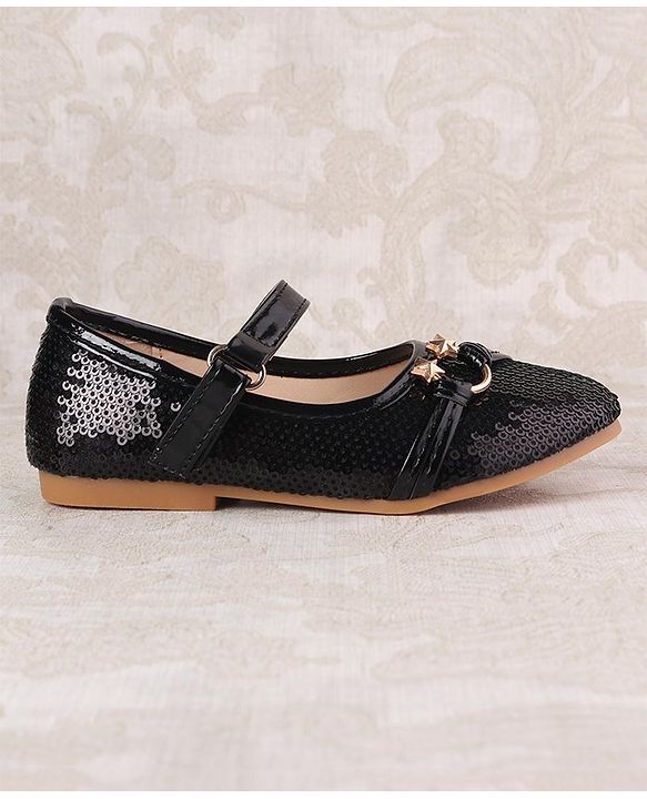 Cute Walk By Babyhug Ballarinas  with Velcro Closure & Start Applique  - Black