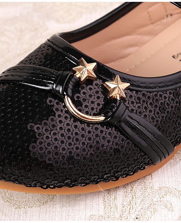 Cute Walk By Babyhug Ballarinas  with Velcro Closure & Start Applique  - Black