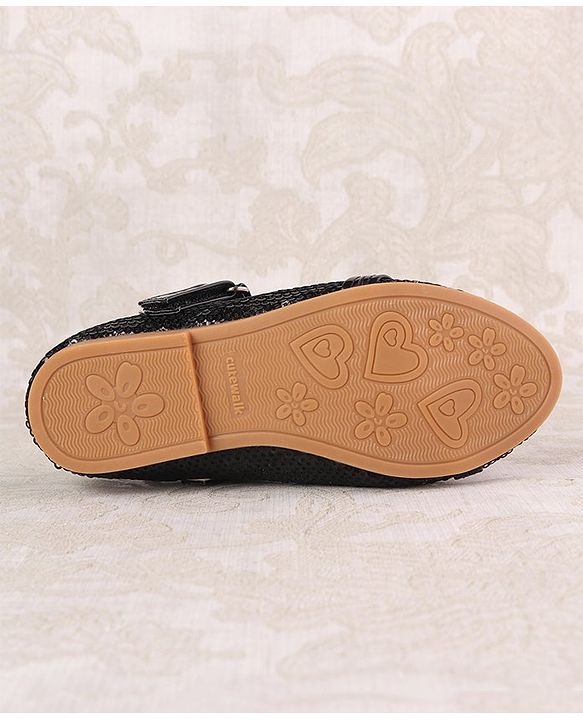 Cute Walk By Babyhug Ballarinas  with Velcro Closure & Start Applique  - Black