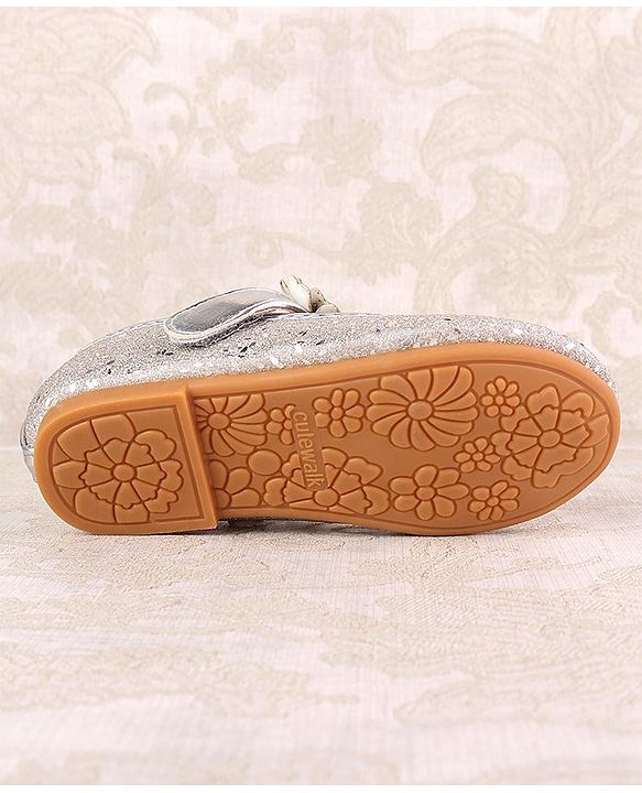 Cute Walk by Babyhug Ballerina with Velcro Closure & Floral Applique - Silver