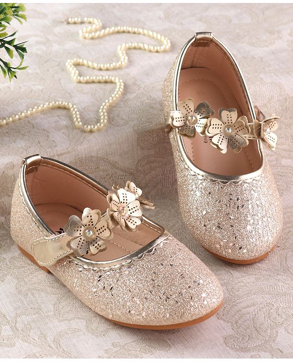 Cute Walk by Babyhug Ballerina with Velcro Closure & Floral Applique - Silver
