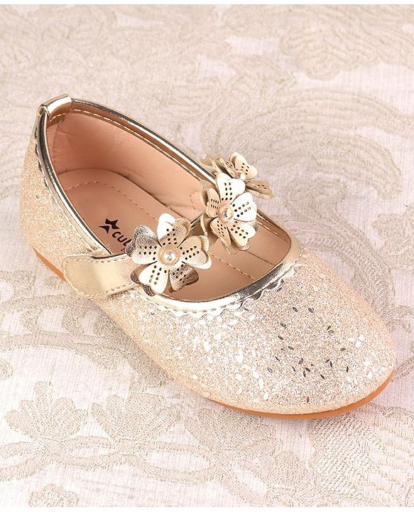 Cute Walk by Babyhug Ballerina with Velcro Closure & Floral Applique - Silver