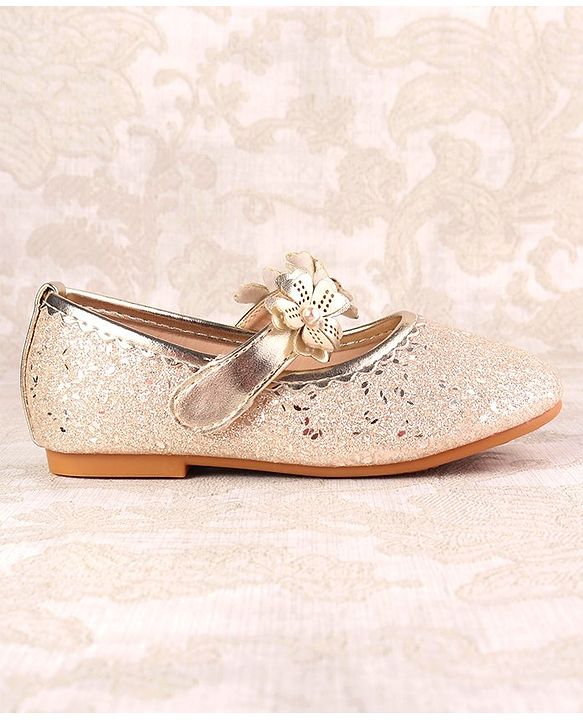 Cute Walk by Babyhug Ballerina with Velcro Closure & Floral Applique - Silver