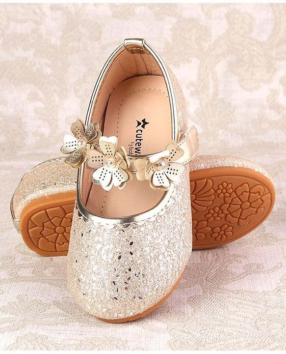 Cute Walk by Babyhug Ballerina with Velcro Closure & Floral Applique - Silver