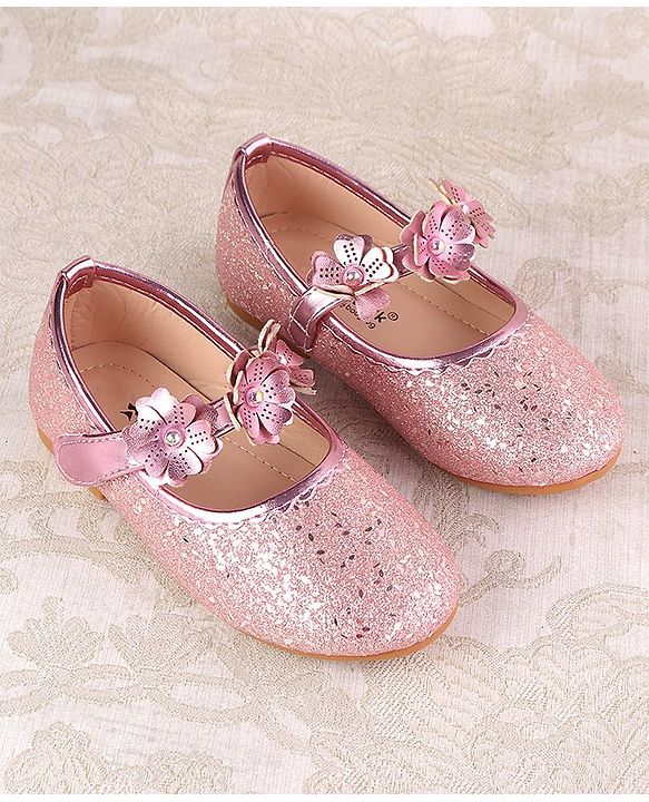 Cute Walk by Babyhug Ballerina with Velcro Closure & Floral Applique - Silver