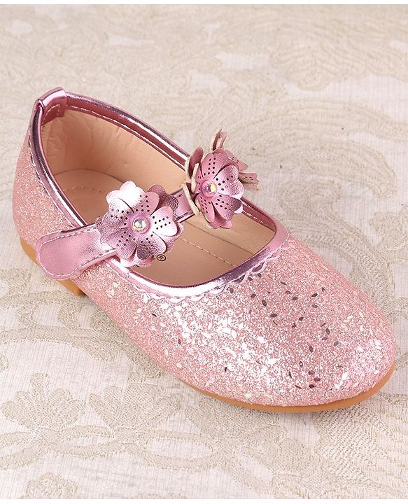 Cute Walk by Babyhug Ballerina with Velcro Closure & Floral Applique - Silver
