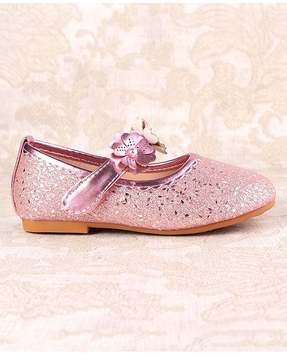 Cute Walk by Babyhug Ballerina with Velcro Closure & Floral Applique - Silver