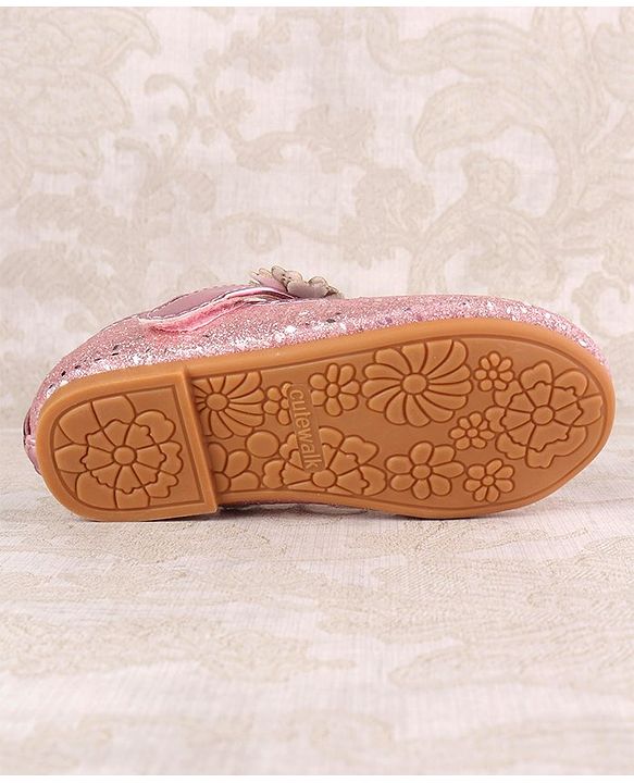Cute Walk by Babyhug Ballerina with Velcro Closure & Floral Applique - Silver