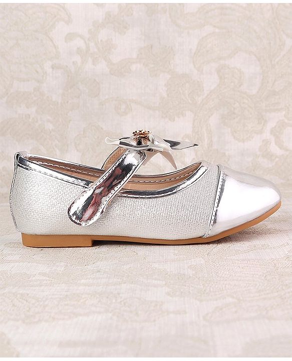 Cute Walk by Babyhug Ballerina with Velcro Closure and Bow Applique - Silver