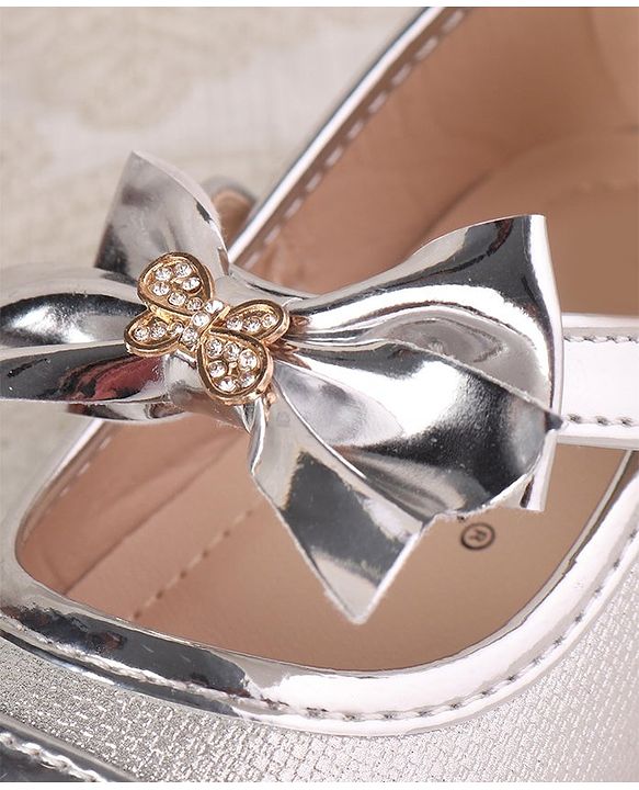 Cute Walk by Babyhug Ballerina with Velcro Closure and Bow Applique - Silver