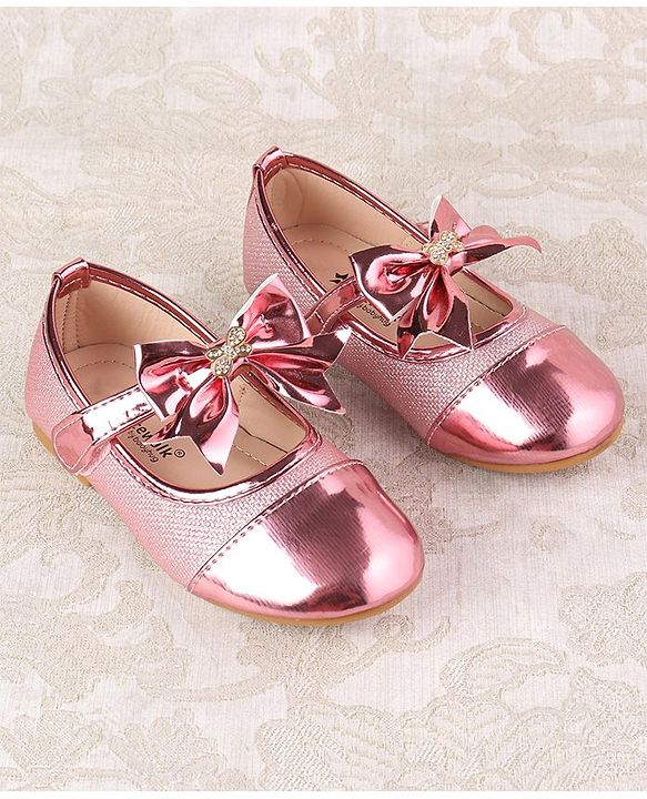 Cute Walk by Babyhug Ballerina with Velcro Closure and Bow Applique - Silver