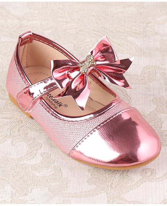 Cute Walk by Babyhug Ballerina with Velcro Closure and Bow Applique - Silver