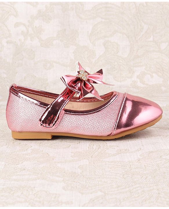 Cute Walk by Babyhug Ballerina with Velcro Closure and Bow Applique - Silver