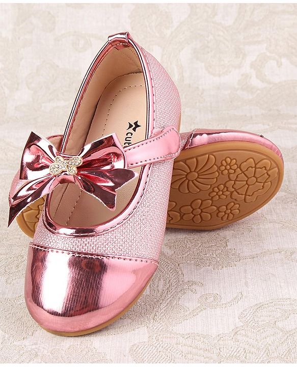 Cute Walk by Babyhug Ballerina with Velcro Closure and Bow Applique - Silver