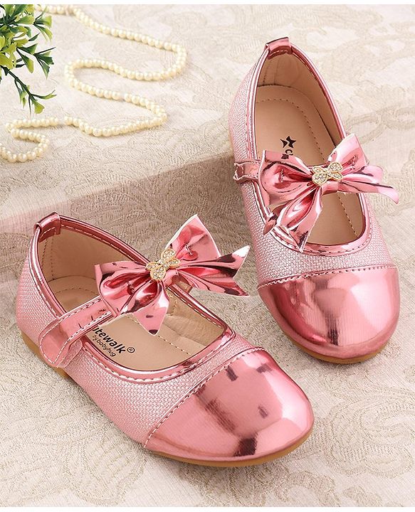 Cute Walk by Babyhug Ballerina with Velcro Closure and Bow Applique - Silver