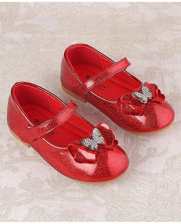 Cute Walk by Babyhug Ballerina with Velcro Closure & Bow Applique - Red
