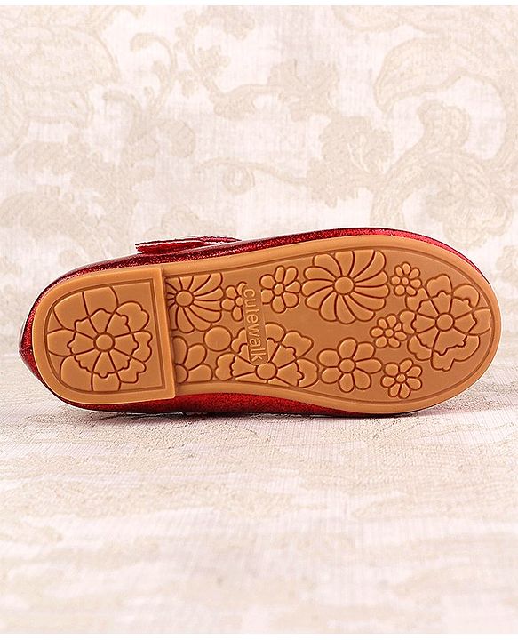 Cute Walk by Babyhug Ballerina with Velcro Closure & Bow Applique - Red