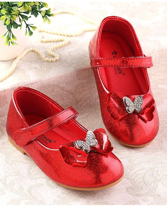 Cute Walk by Babyhug Ballerina with Velcro Closure & Bow Applique - Red