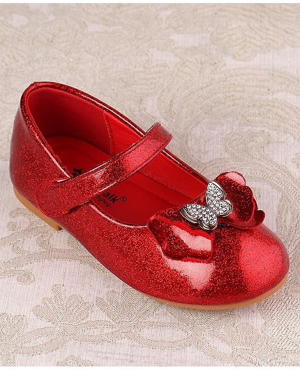 Cute Walk by Babyhug Ballerina with Velcro Closure & Bow Applique - Red