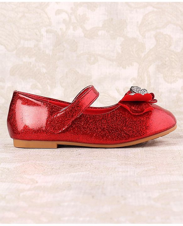 Cute Walk by Babyhug Ballerina with Velcro Closure & Bow Applique - Red