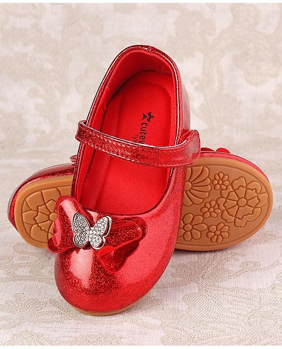 Cute Walk by Babyhug Ballerina with Velcro Closure & Bow Applique - Red