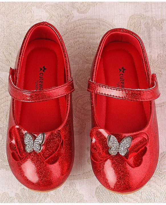 Cute Walk by Babyhug Ballerina with Velcro Closure & Bow Applique - Red