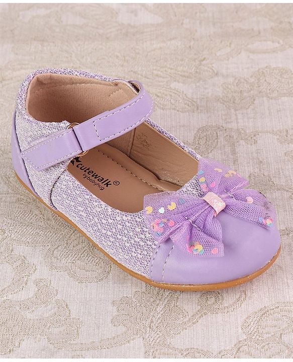 Cute Walk by Babyhug Ballerinas with Strap Closure & Bow Applique - Purple