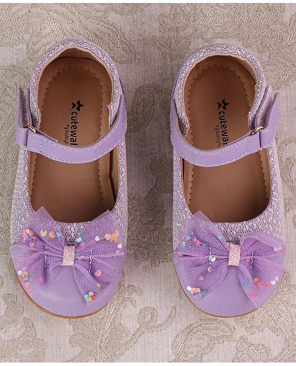Cute Walk by Babyhug Ballerinas with Strap Closure & Bow Applique - Purple