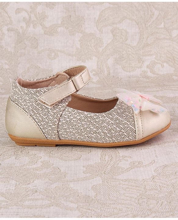 Cute Walk by Babyhug Ballerinas with Strap Closure & Bow Applique - Gold