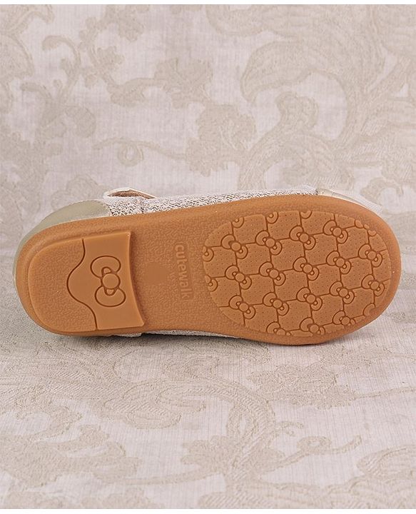 Cute Walk by Babyhug Ballerinas with Strap Closure & Bow Applique - Gold
