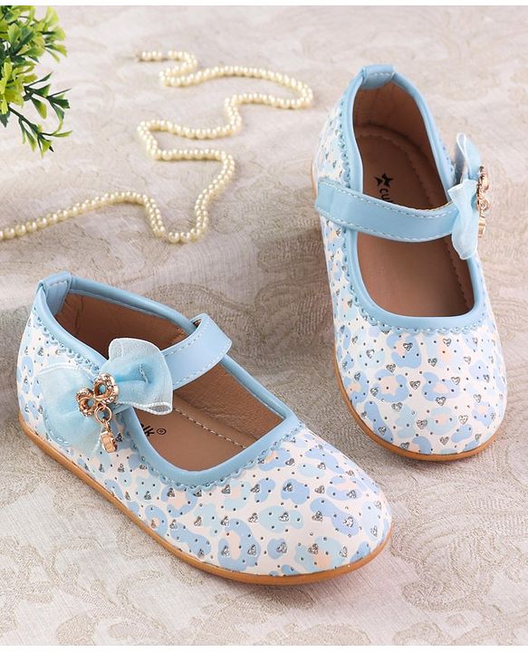Cute Walk by Babyhug Velcro Closure Ballerina With Bow Applique - Blue