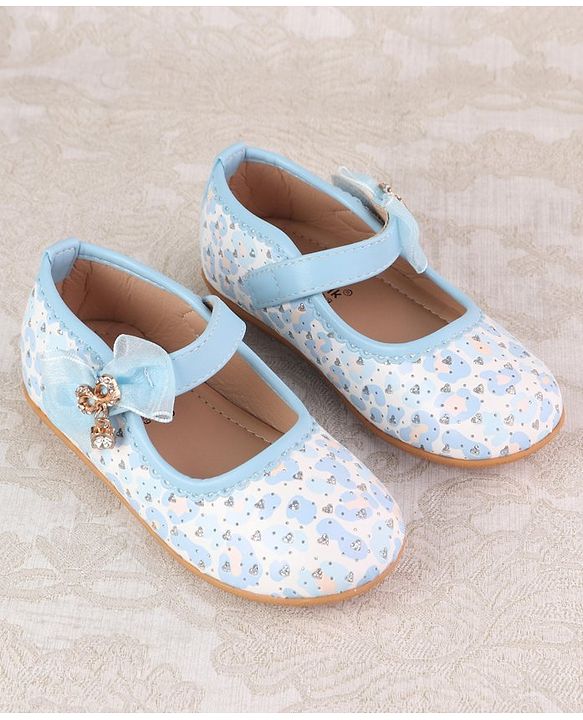 Cute Walk by Babyhug Velcro Closure Ballerina With Bow Applique - Blue