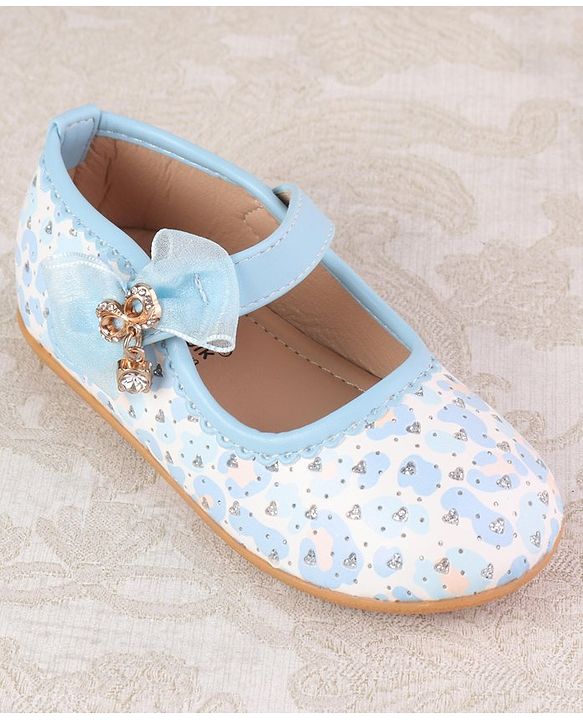 Cute Walk by Babyhug Velcro Closure Ballerina With Bow Applique - Blue