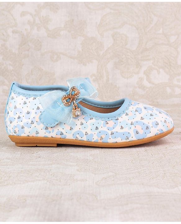 Cute Walk by Babyhug Velcro Closure Ballerina With Bow Applique - Blue