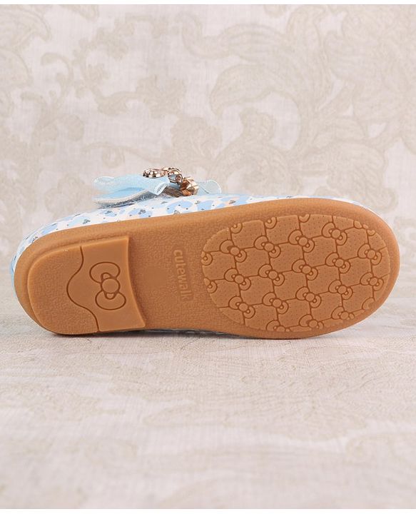 Cute Walk by Babyhug Velcro Closure Ballerina With Bow Applique - Blue