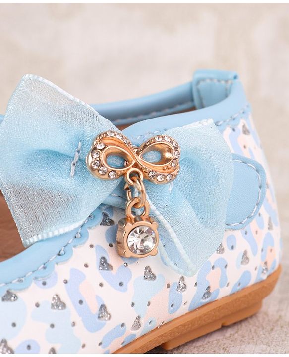 Cute Walk by Babyhug Velcro Closure Ballerina With Bow Applique - Blue
