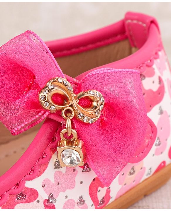 Cute Walk by Babyhug Velcro Closure Ballerina With Bow Applique - Blue