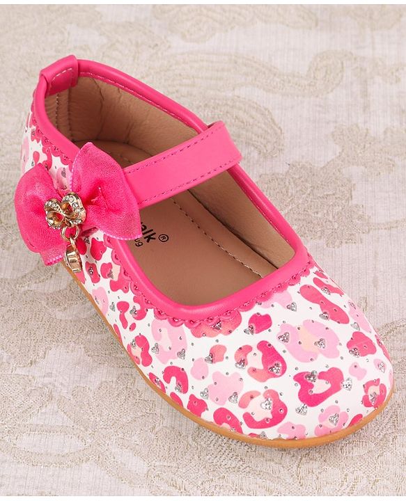 Cute Walk by Babyhug Velcro Closure Ballerina With Bow Applique - Blue