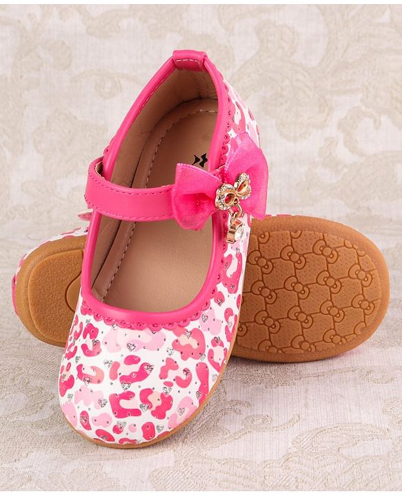 Cute Walk by Babyhug Velcro Closure Ballerina With Bow Applique - Blue