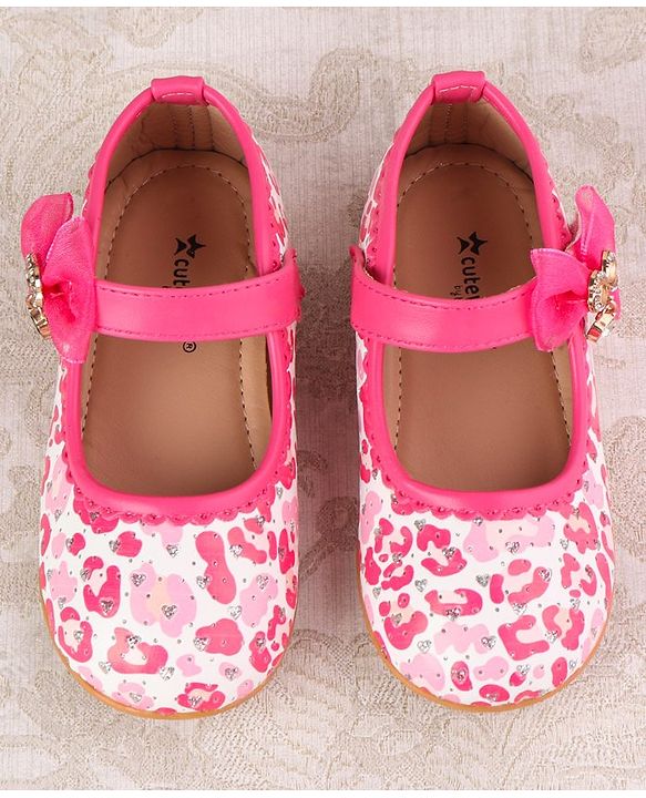 Cute Walk by Babyhug Velcro Closure Ballerina With Bow Applique - Blue