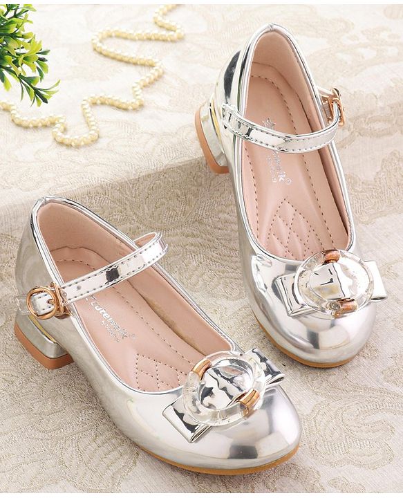Cute Walk by Babyhug Ballerinas with Buckle Closure & Bow Applique -  Silver