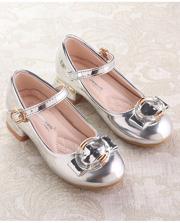Cute Walk by Babyhug Ballerinas with Buckle Closure & Bow Applique -  Silver