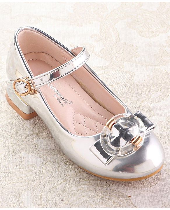 Cute Walk by Babyhug Ballerinas with Buckle Closure & Bow Applique -  Silver