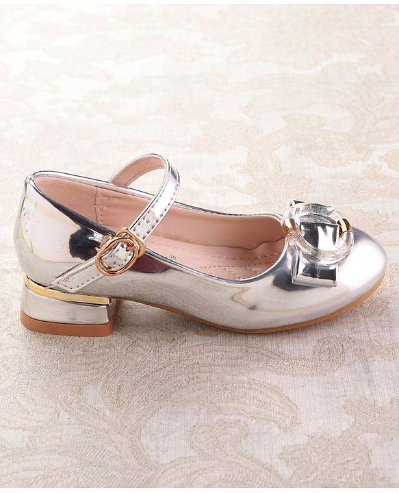 Cute Walk by Babyhug Ballerinas with Buckle Closure & Bow Applique -  Silver