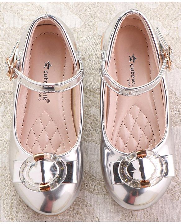 Cute Walk by Babyhug Ballerinas with Buckle Closure & Bow Applique -  Silver