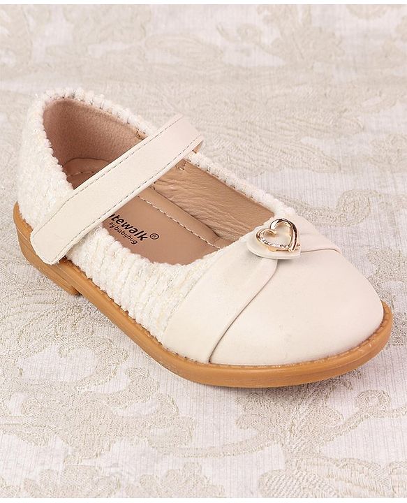 Cute Walk by Babyhug Velcro Closure Ballerina with Heart Applique - Beige