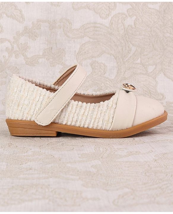 Cute Walk by Babyhug Velcro Closure Ballerina with Heart Applique - Beige