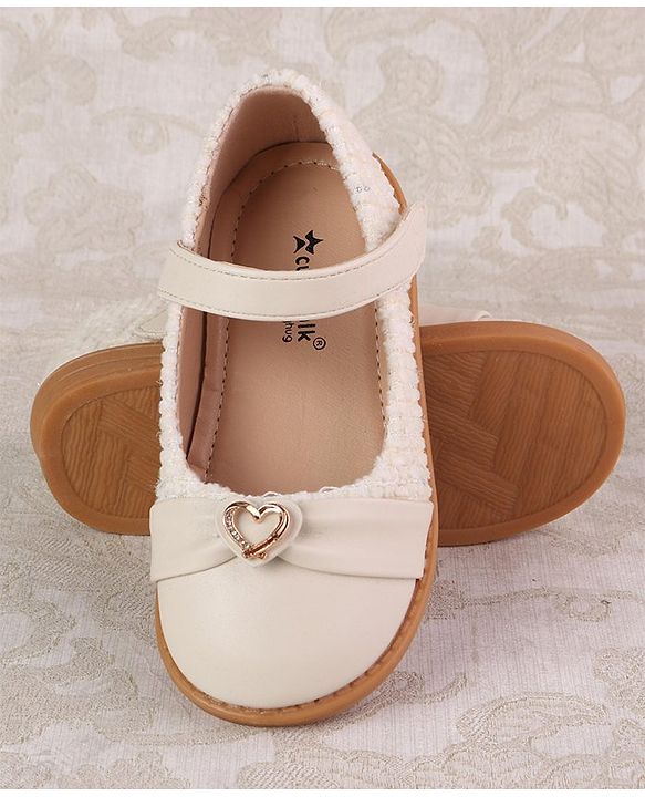 Cute Walk by Babyhug Velcro Closure Ballerina with Heart Applique - Beige